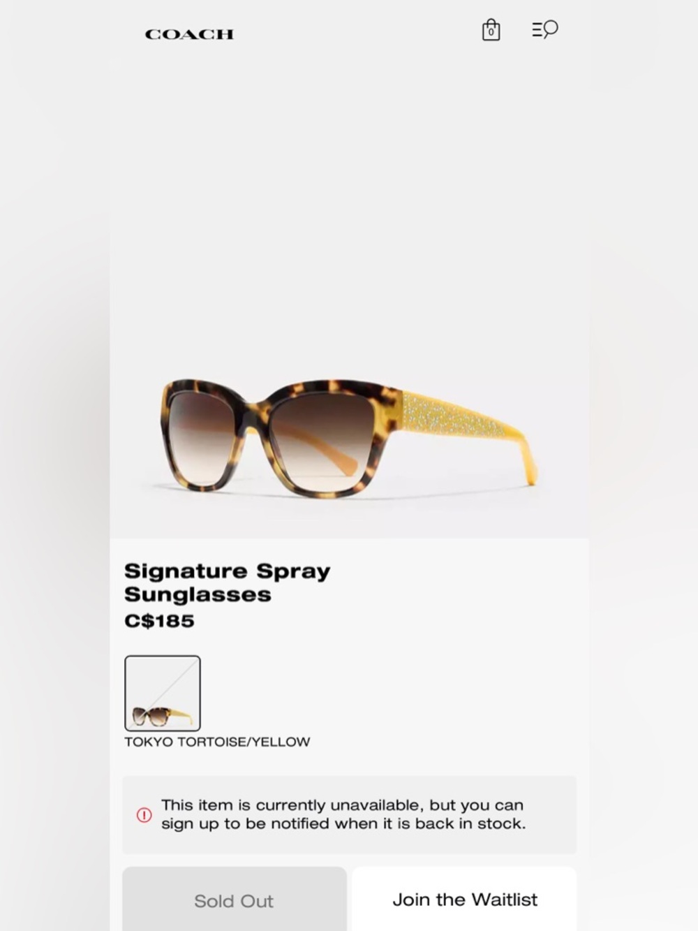 Coach Signature Spray Sunglasses Tokyo Tortoise/Yellow EUC $185 Retail - Picture 3 of 17